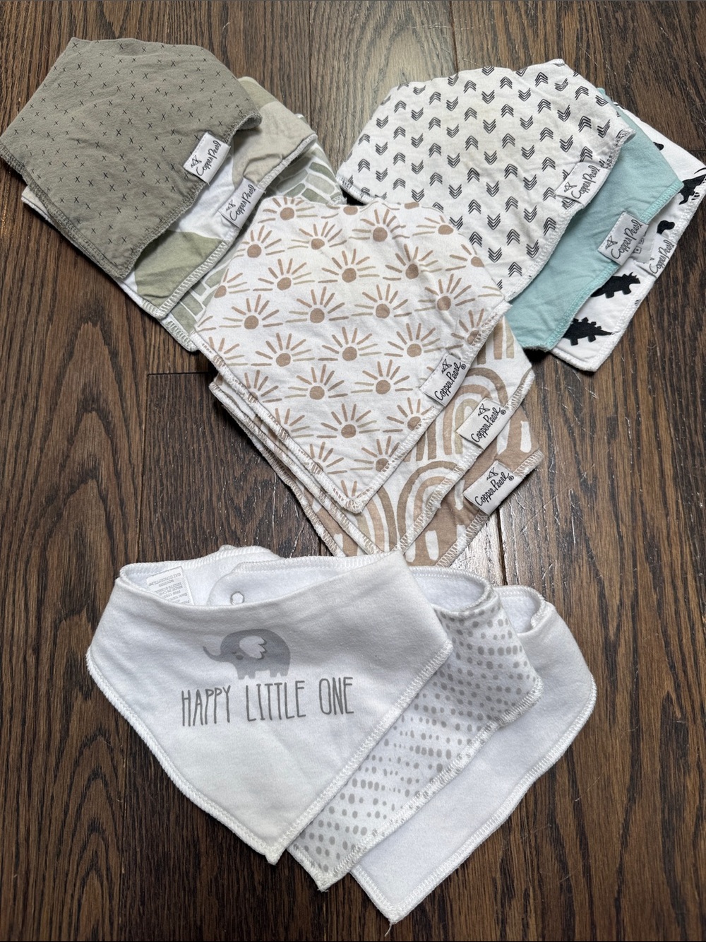 Copper Pearl Cotton Baby Bandana Bibs x9 bundle + 3x Modern Baby Bibs